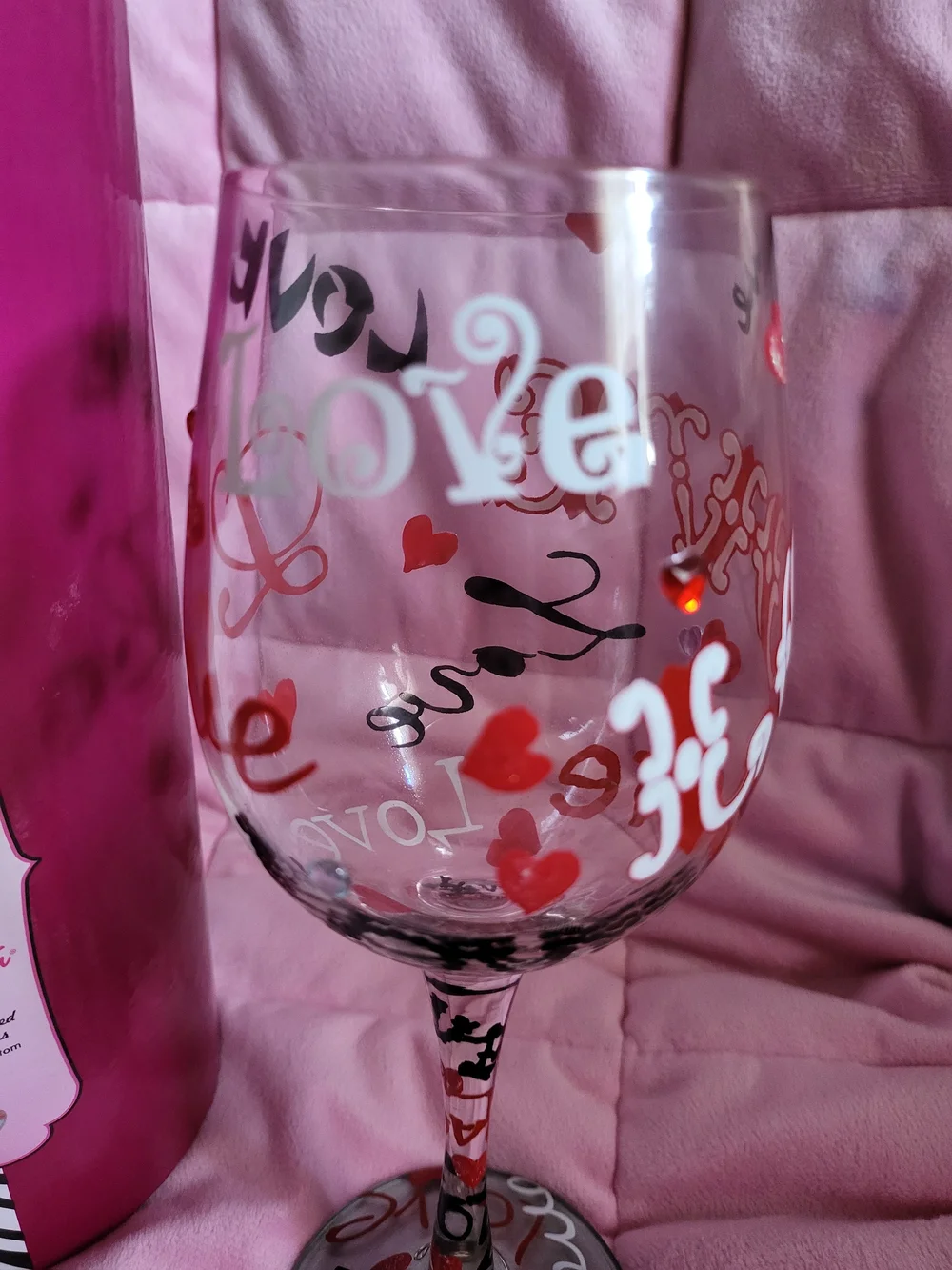 Lolita Love Love Love Hand-Painted 15 Oz Wine Glass NWT with Box